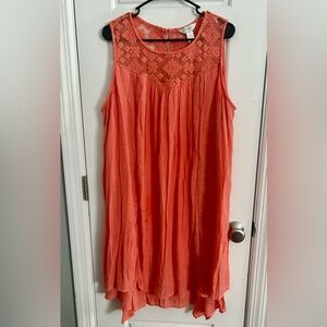 CJ Banks Coral Crochet Yoke Sleeveless Shift Dress